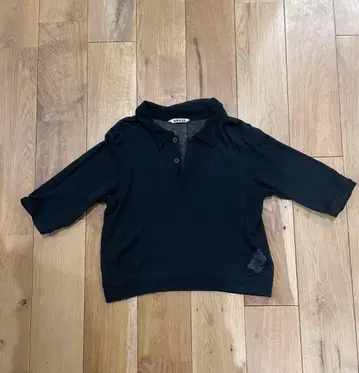 AURALEE 블랙 피케 셔츠 반팔