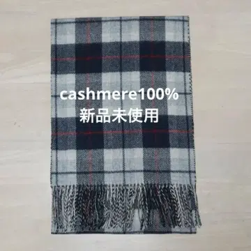 [미사용 새상품] 캐시미어 100% 리버서블 체크 머플러