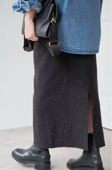 Spick and Span 스팽글 라메 리브 니트 스커트