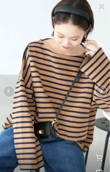 루미노아 에브리데이 빅 보더 티셔츠 카멜