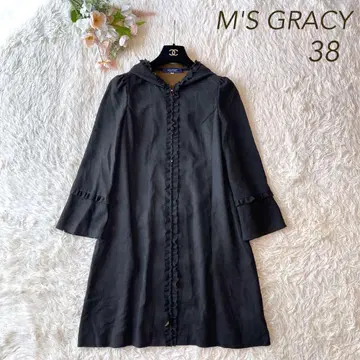 새상품급 M'S GRACY 2021년 프릴 스웨이드 코트 블랙 38