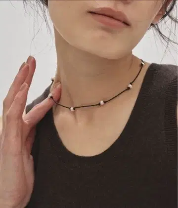 미사용 새상품 TODAYFUL Cord Pearl Choker BLK