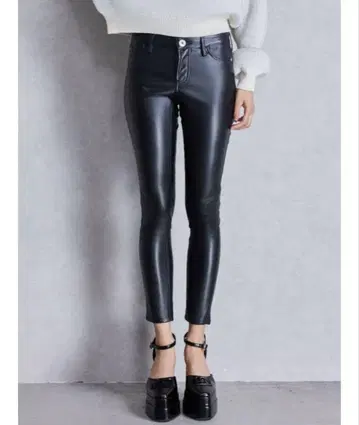 GYDA 하이웨스트 백 크로스 인조 가죽 팬츠