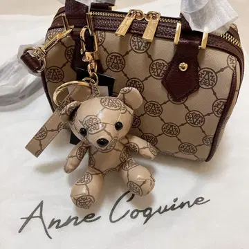 앙코키누 모노그램 프린트 미니 보스턴 백 테디베어 참 세트