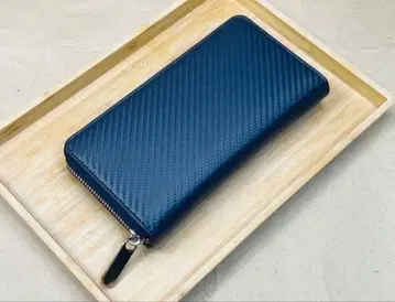 새상품 다나카가구 네이비 컬러 카본 가죽 장지갑 라운드 지퍼 소가죽