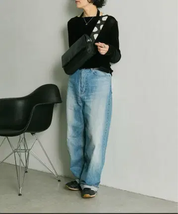 earPAPILLONNER/이아파피요네 천연 가죽 와이드 테이프 숄더