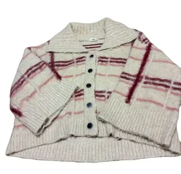 mideal plaid pattern cardigan pink