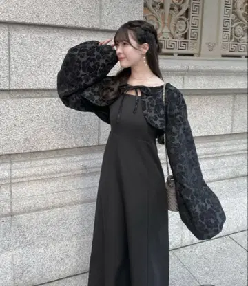 mellowneon 자카드 볼레로 2피스 원피스 블랙