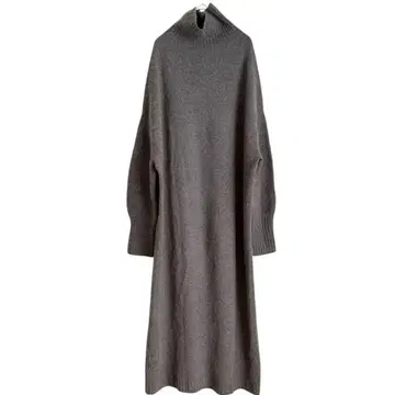 이에나 울 캐시미어 터틀넥 니트 원피스 그레이 루즈핏