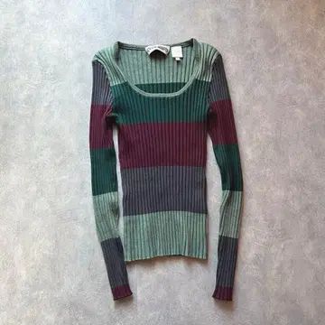 90s vintage mulch border rib knit itimi