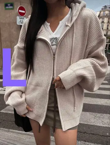 택 없음 새상품 손가락 구멍 있음 루즈핏 니트 후드티 더블 지퍼