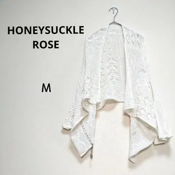 새상품급 허니 로즈 M 화이트 시스루 니트 가디건 핀 포함 면 100%