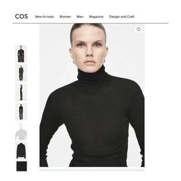 COS 블랙 메리노울 터틀넥 긴팔 T셔츠 XS