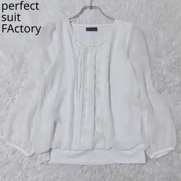 퍼펙트 수트 팩토리 턱 블라우스 쉬폰 벌룬 소매 화이트