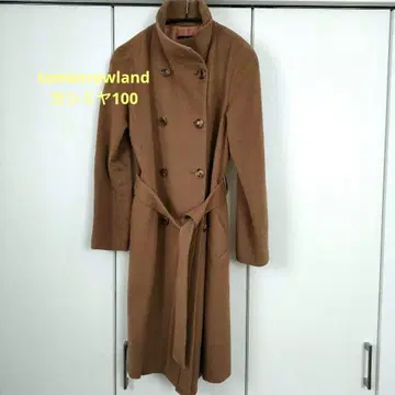 투모로우랜드 스탠드 카라 롱 코트 캐시미어 100