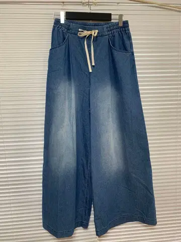 여성용 와이드 팬츠 (얇은 소재 데님)