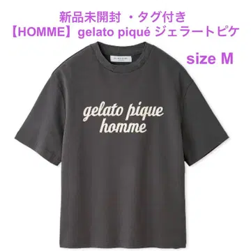 미개봉 새상품 택 포함 젤라또피케 옴 로고 T셔츠 M 다크 그레이