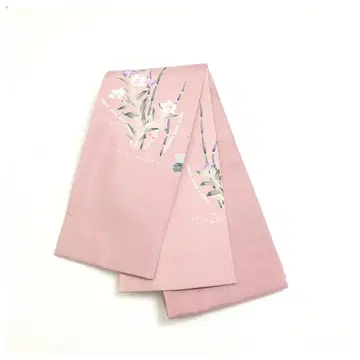 순수 실크 반폭 오비 염색  부분 패턴 꽃 무늬 개성파 긴 길이 440