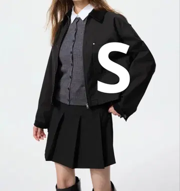 유니클로 집업 숏 자켓 블랙 S