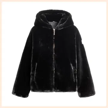 TATRAS 블랙 후드 부착 퍼 자켓