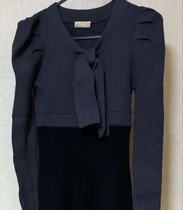 보타이 머메이드 니트 원피스 리젝시