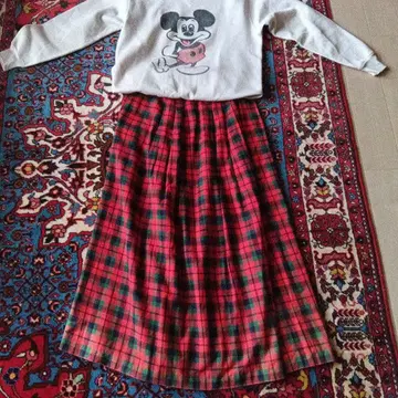 구제 의류 vintage 롱 스커트 체크