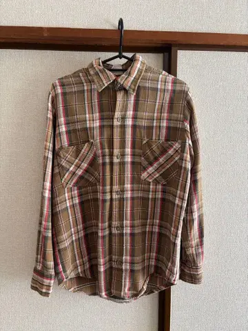 BIG MAC 70s 체크 무늬 코튼 셔츠 단색 택