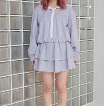 피클베베 세일러 카라 맨투맨 원피스 그레이