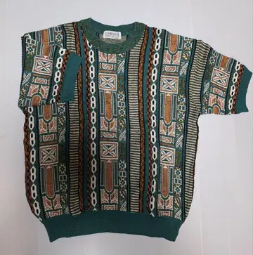 이탈리아 CORSINI 코르시니 기하학 패턴 니트 스웨터 L 사이즈 반팔