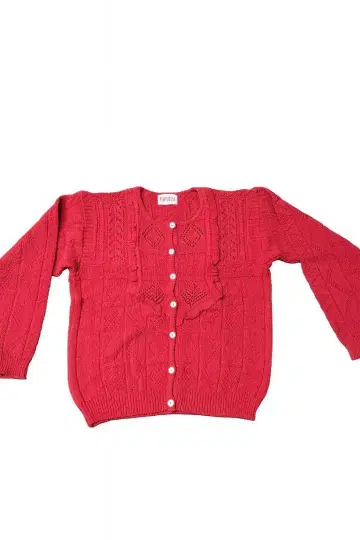 PINK HOUSE 빨간색 케이블 니트 가디건