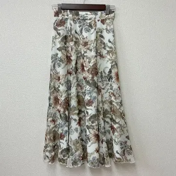 꽃무늬 플레어 롱 스커트