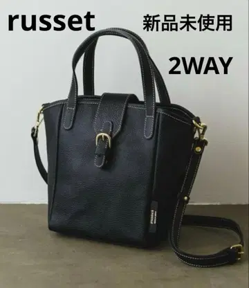 미사용 새상품 러셋 2way 가죽 미니 숄더백 핸드백 블랙