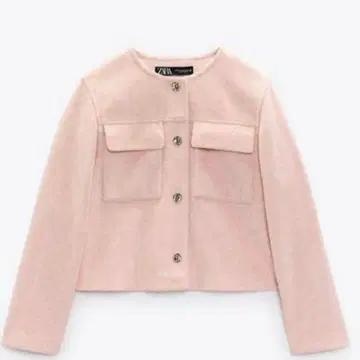 ZARA 노카라 자켓 핑크