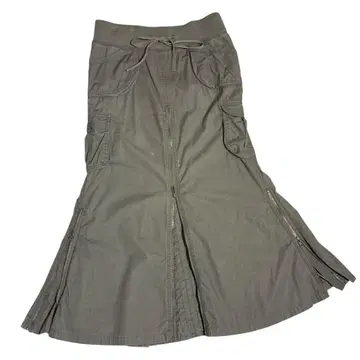 밀리터리 롱 스커트 카키 지퍼 프리