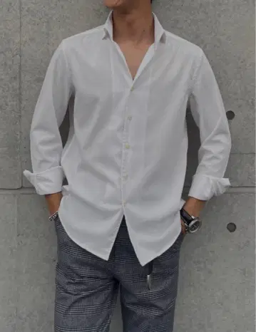 해외 셀렉샵 와이드 레인지 이탈리안 칼라 셔츠 화이트 L 사이즈