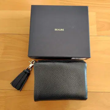 BEAURE 블랙 이단 접이식 지갑