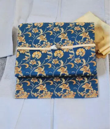 나고야 오비 파란색 꽃무늬 블루 기모노