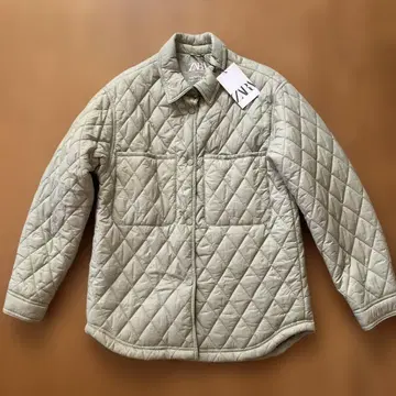 ZARA 라이트 카키 퀼팅 자켓 XS