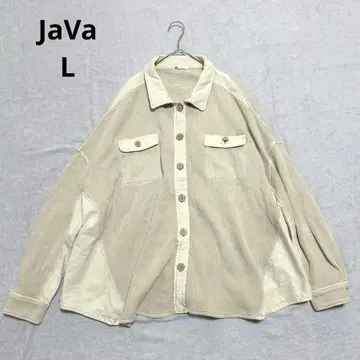 JaVa [ L ] 셔츠 자켓 절개 디자인 와플 오버 사이즈 겉옷