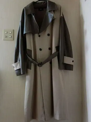 HARE 인조 가죽 절개 트렌치코트 M 베이지