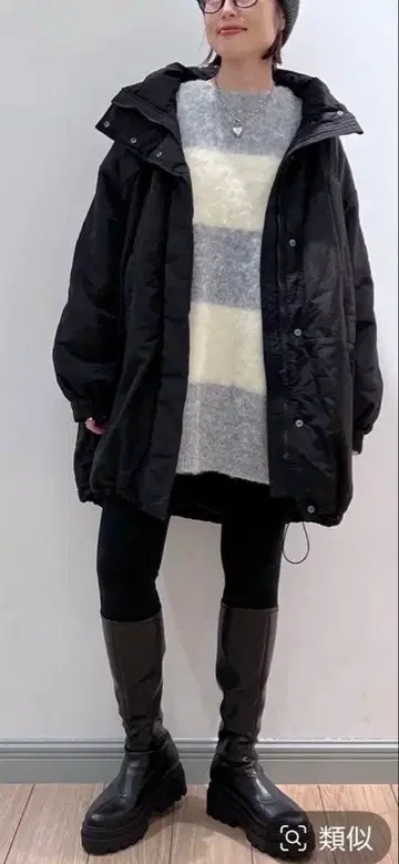 로리즈팜 몬스터 코트 롱 블랙