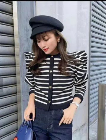 셰리에 하트 버튼 가디건