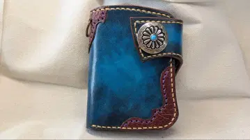 라이더스 지갑 하프 소가죽 무라염색 마감 핸드메이드