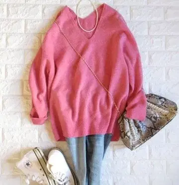 아푸와이저 리셰 고급 캐시미어 혼방 내추럴 무드 홀가먼트 니트 핑크