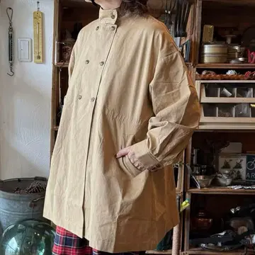 트렌치코트 베이지 블랙 코튼 혼합