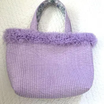 누비 원단 튤 리본 테이프 포함 백 핸드메이드