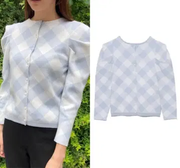 셀포드 CELFORD 체크 자카드 가디건