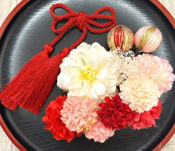 성인식 일본 의류 후리소데 시치고산 머리 장식