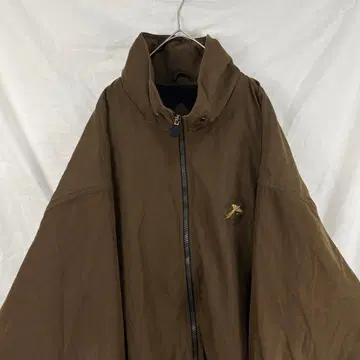 90s stormtech 새틴풍 자수 블루종 브라운