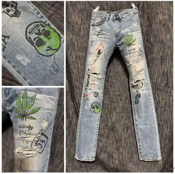 JOYRICH PLAYME JEANS 그래피티 데님 낙서 YKK